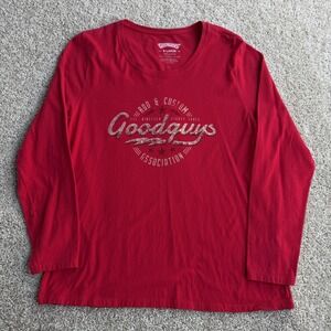 Good Guys Shirt Womens XL Red Rod & Custom Rhinestone Long Sleeve T-Shirt